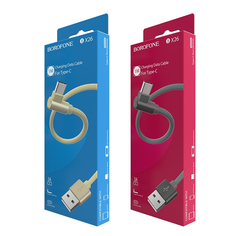 USB kabelis Borofone BX26 Type-C 1.0m metalinis pilkas