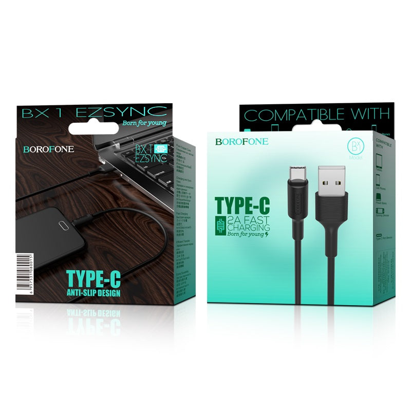 USB kabelis Borofone BX1 Type-C 1.0m juodas