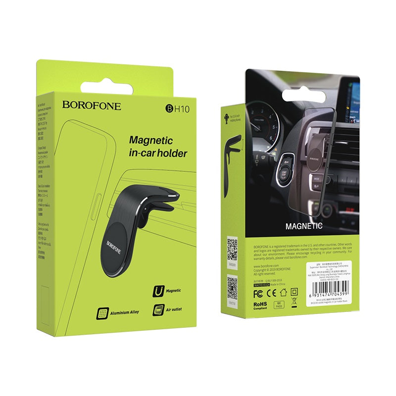 Automobilinis telefono laikiklis Borofone BH10, tvirtinamas ant ventiliacijos grotelių, magnetinis, juodas