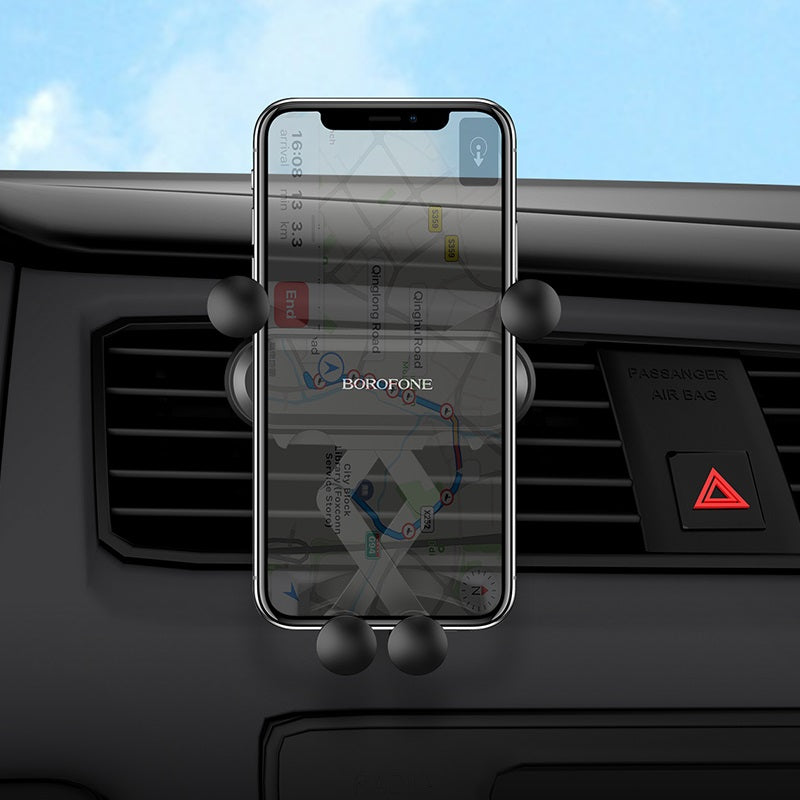 Automobilinis telefono laikiklis Borofone BH19 tvirtinamas ant ventiliacijos grotelių, juodas