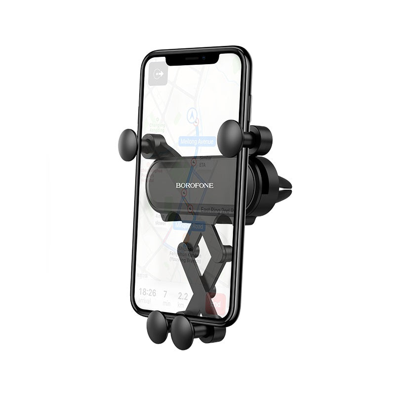 Automobilinis telefono laikiklis Borofone BH19 tvirtinamas ant ventiliacijos grotelių, juodas