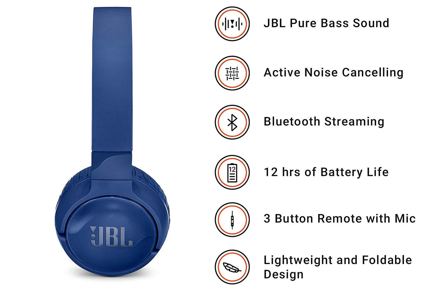 Belaidės ausinės JBL Tune 600BTNC mėlynos