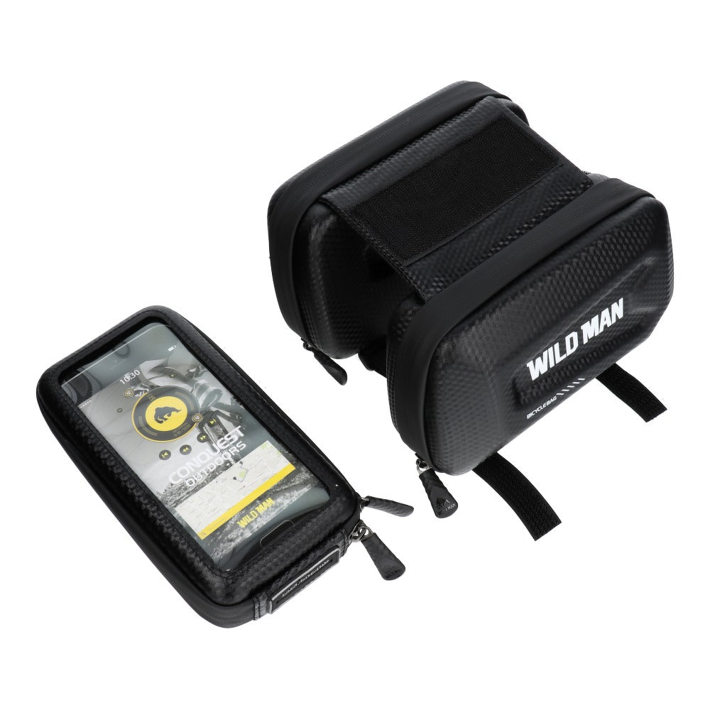 Universalus telefono laikiklis WILDMAN E6S 1,2L 4"- 7" dviračiui su užtrauktuku juodas
