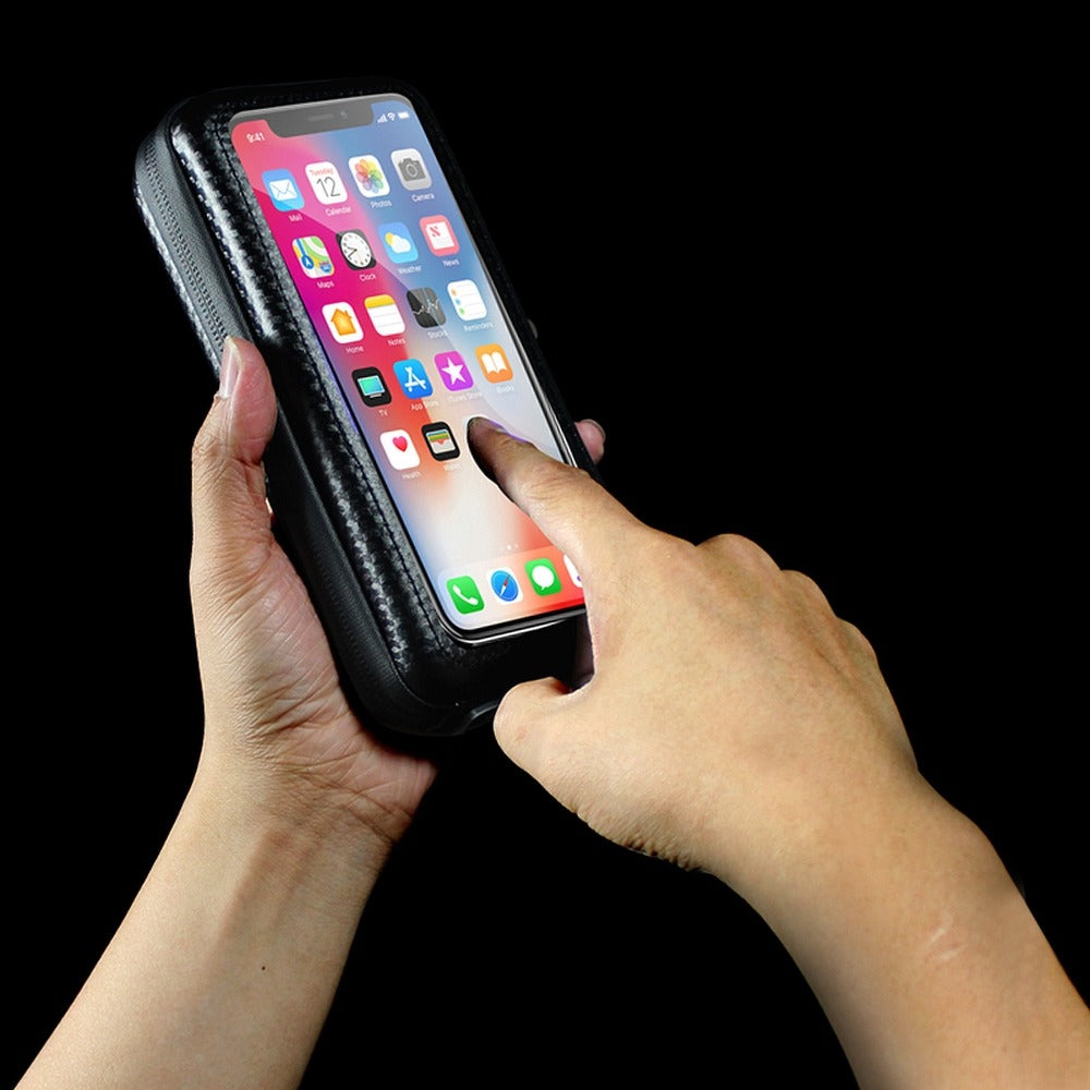 Universalus telefono laikiklis WILDMAN E6S 1,2L 4"- 7" dviračiui su užtrauktuku juodas