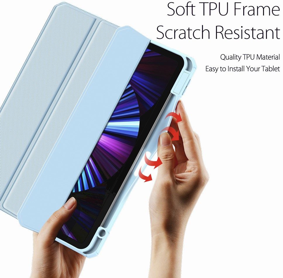 Dėklas Dux Ducis Toby Samsung X800/X806 Tab S8 Plus/T730/T736B Tab S7 FE 2021/T970/T976B TAB S7 Plus 12.4 mėlynas