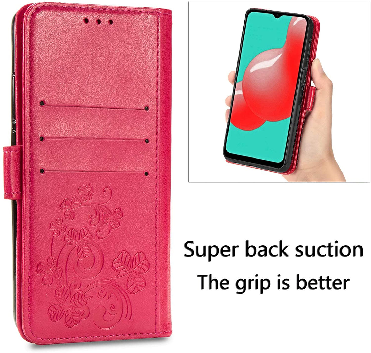 Dėklas Flower Book Samsung A025 A02s rožinis-raudonas