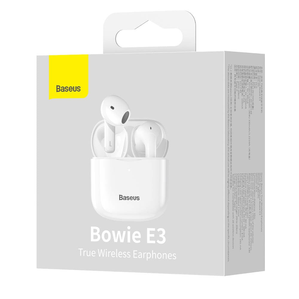 Belaidės ausinės Baseus Bowie E3 baltos NGTW080002