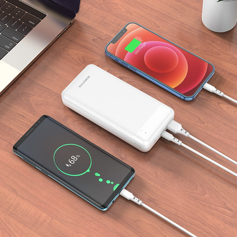 Išorinė baterija Power Bank Borofone BJ19A Type-C PD 20W+Quick Charge 3.0 20000mAh balta