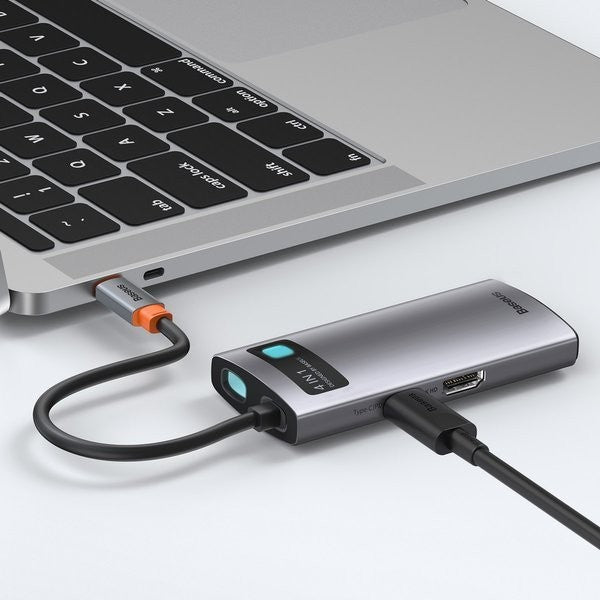 Adapteris Baseus Metal Gleam Series HUB 4in1, USB-C to USB 3.0 + USB 2.0 + HDMI + USB-C PD CAHUB-CY0G