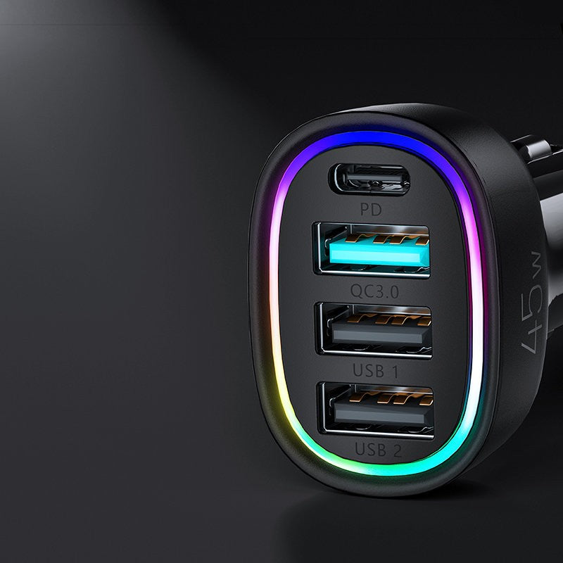 Automobilinis įkroviklis Joyroom JR-CL09 LED 4xUSB (PD, QC) 45W juodas