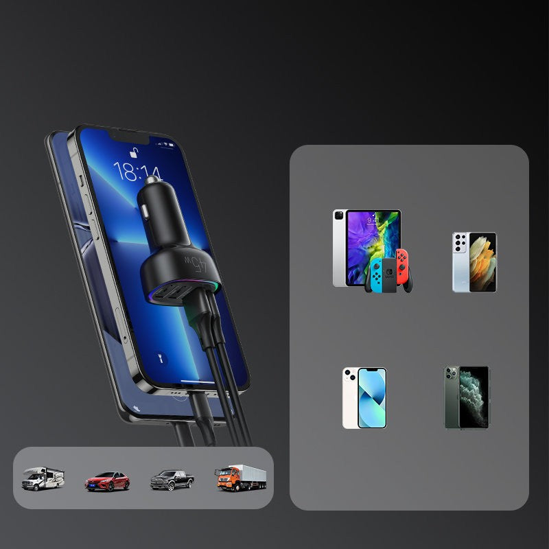 Automobilinis įkroviklis Joyroom JR-CL09 LED 4xUSB (PD, QC) 45W juodas