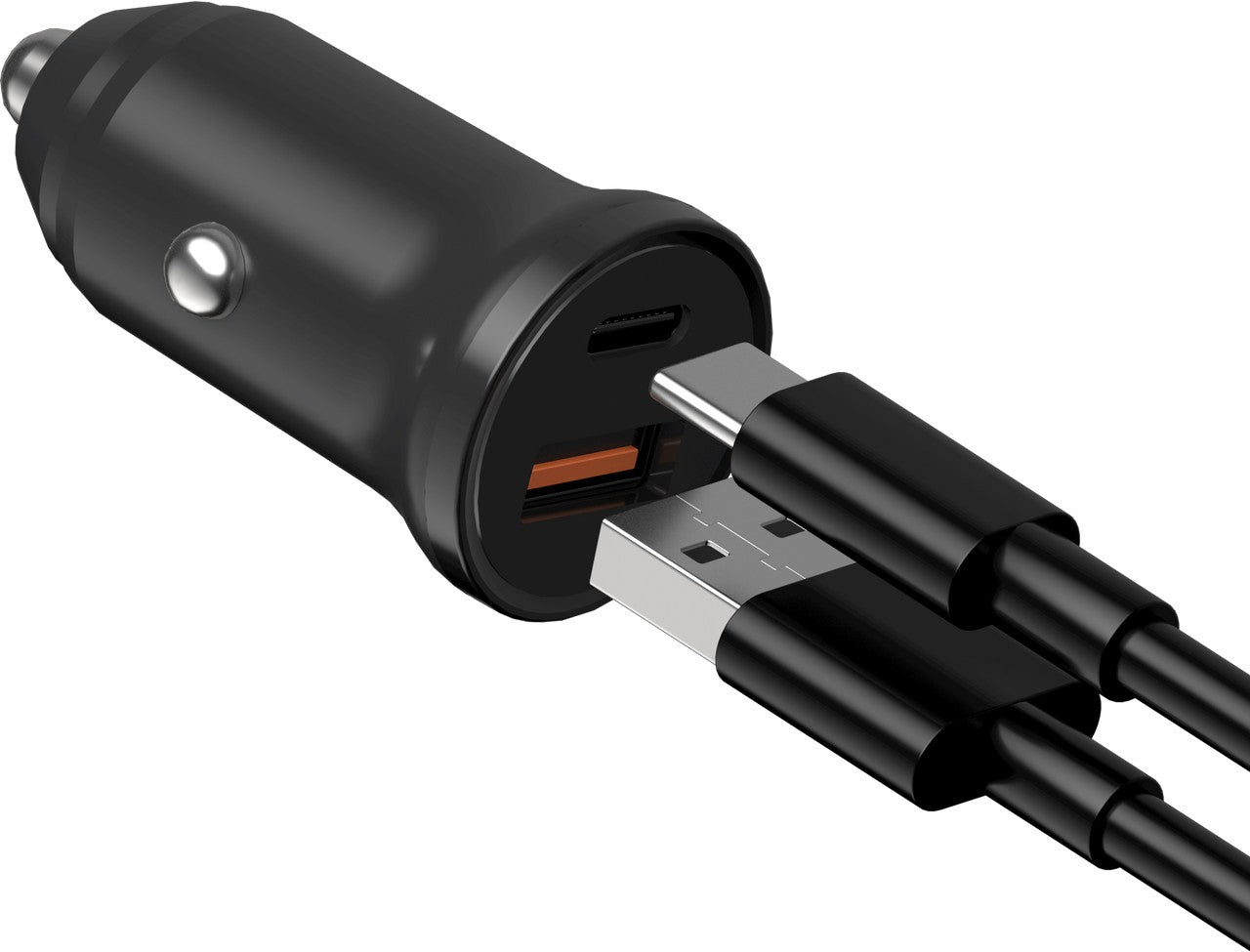 Automobilinis įkroviklis Devia Extreme PD20W+QC USB Quick Charge + Type-C PD juodas