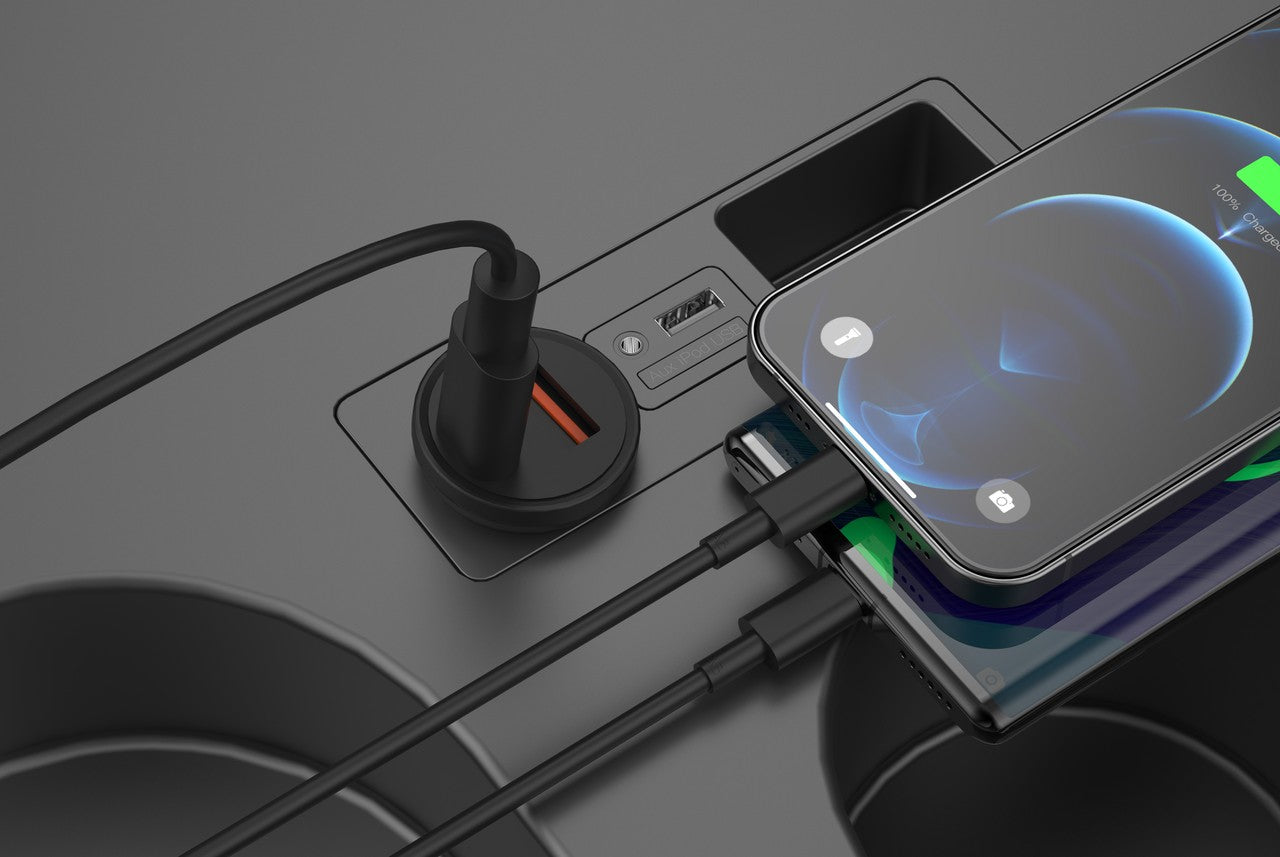 Automobilinis įkroviklis Devia Extreme PD20W+QC USB Quick Charge + Type-C PD juodas