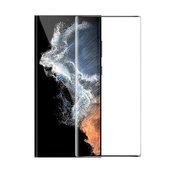LCD apsauginis stikliukas 5D Cold Carving Samsung S908 S22 Ultra 5G lenktas juodas be išpjovimo