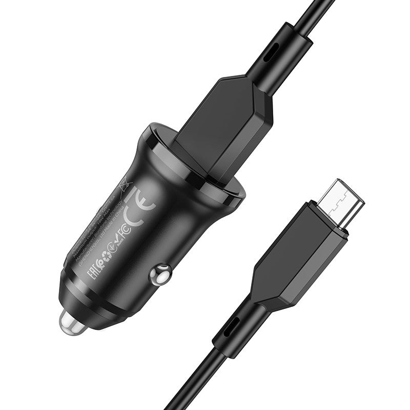 Automobilinis įkroviklis Borofone BZ18 Quick Charge 3.0 18W + Type-C juodas