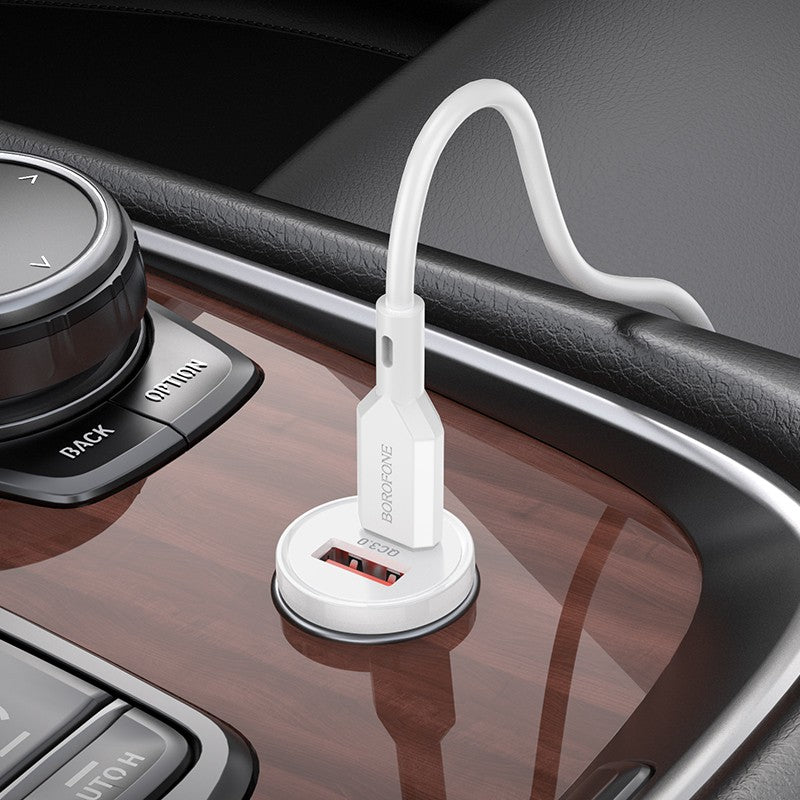 Automobilinis įkroviklis Borofone BZ18A USB-A/Type-C PD20W+QC3.0 baltas