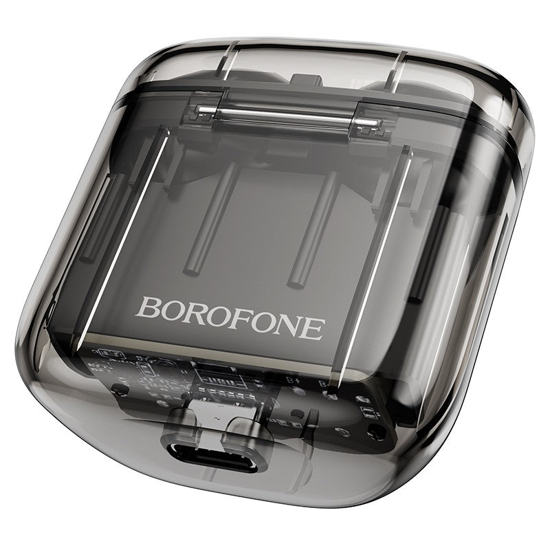 Belaidės ausinės Borofone BW23 Crystal Bean Transparent Edition TWS juodos