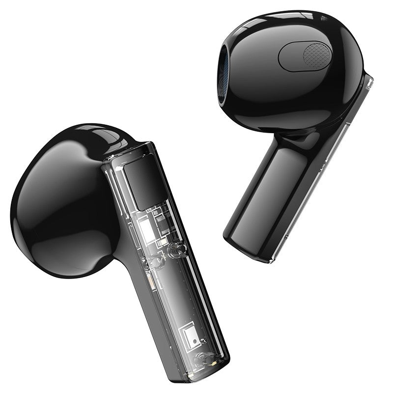 Belaidės ausinės Borofone BW23 Crystal Bean Transparent Edition TWS juodos