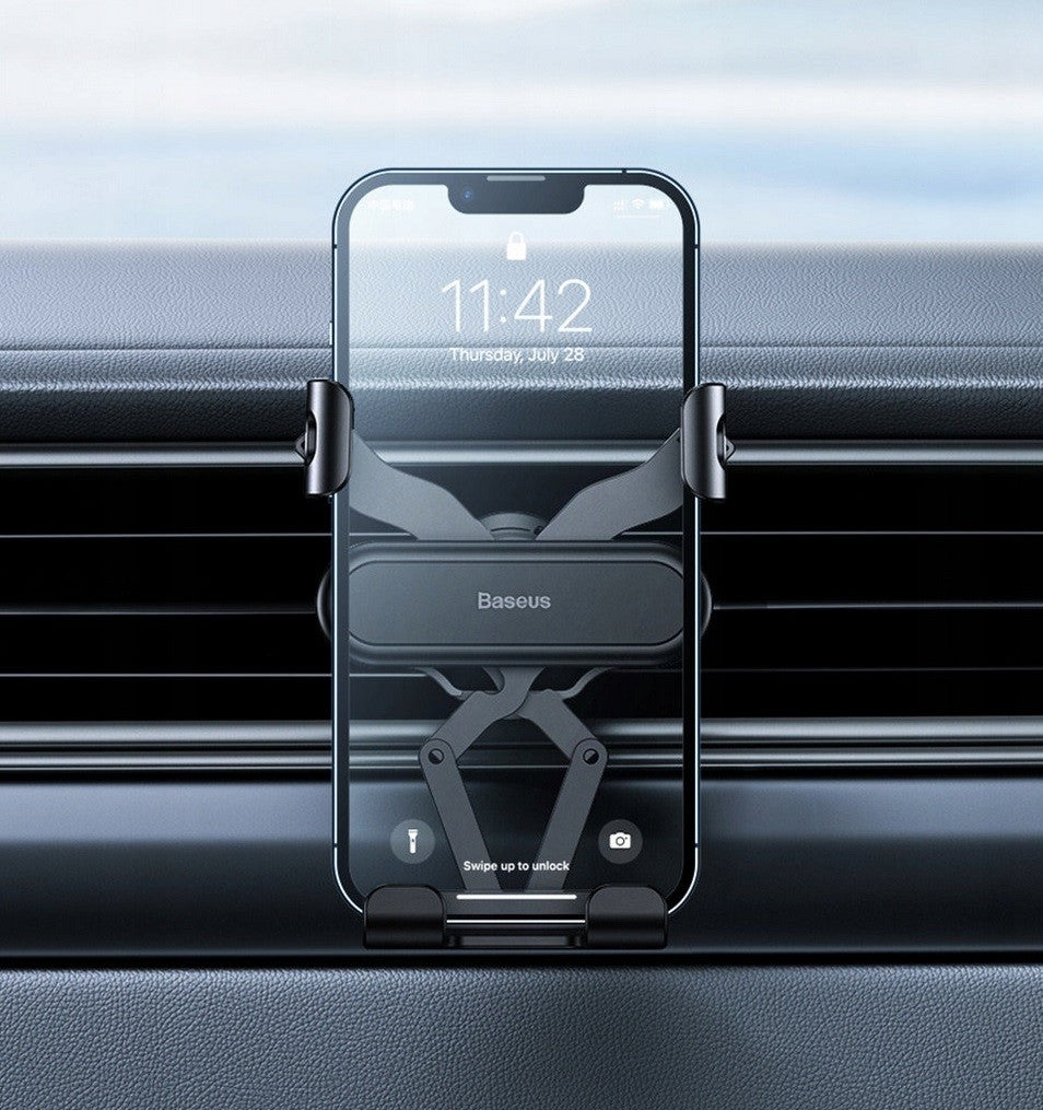 Automobilinis telefono laikiklis Baseus tvirtinamas į ventiliacijos groteles, juodas SUWX010001