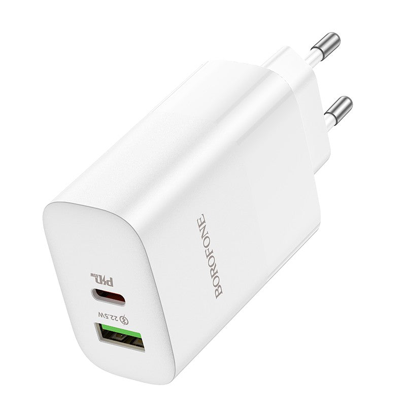 Įkroviklis Borofone BN10 Type-C 65W/USB-A 22.5W baltas
