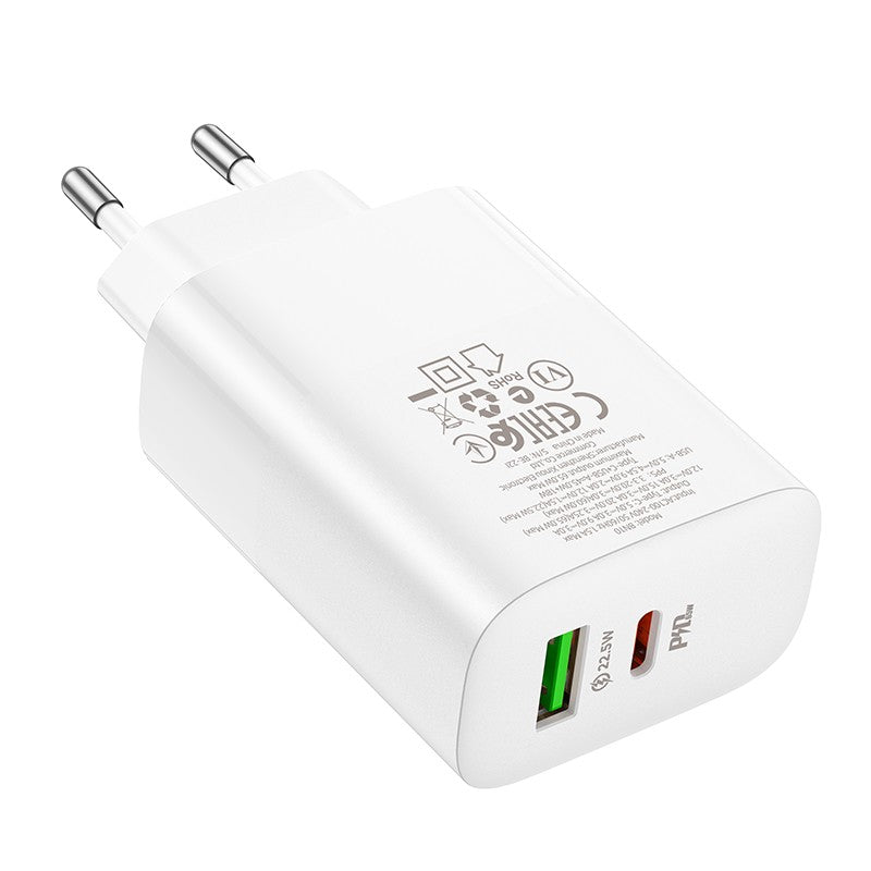 Įkroviklis Borofone BN10 Type-C 65W/USB-A 22.5W baltas