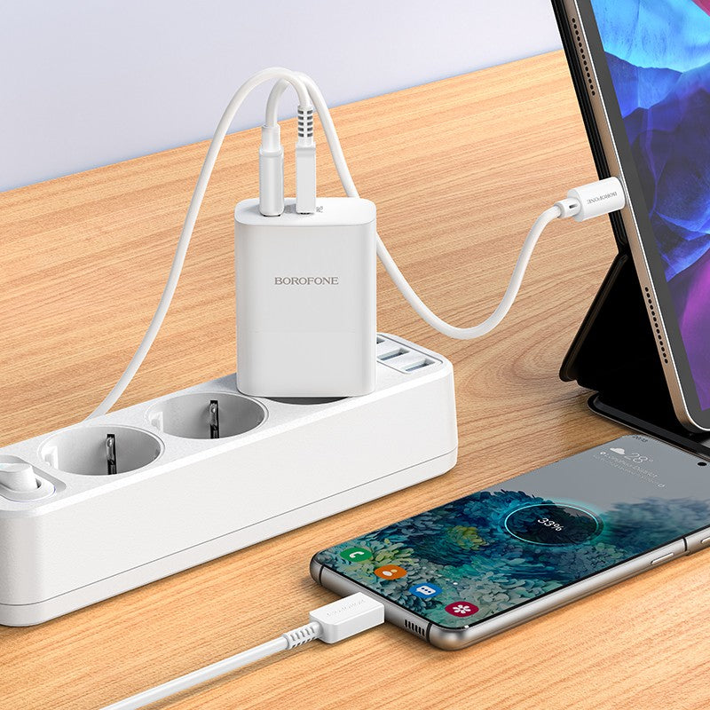 Įkroviklis Borofone BN10 Type-C 65W/USB-A 22.5W baltas