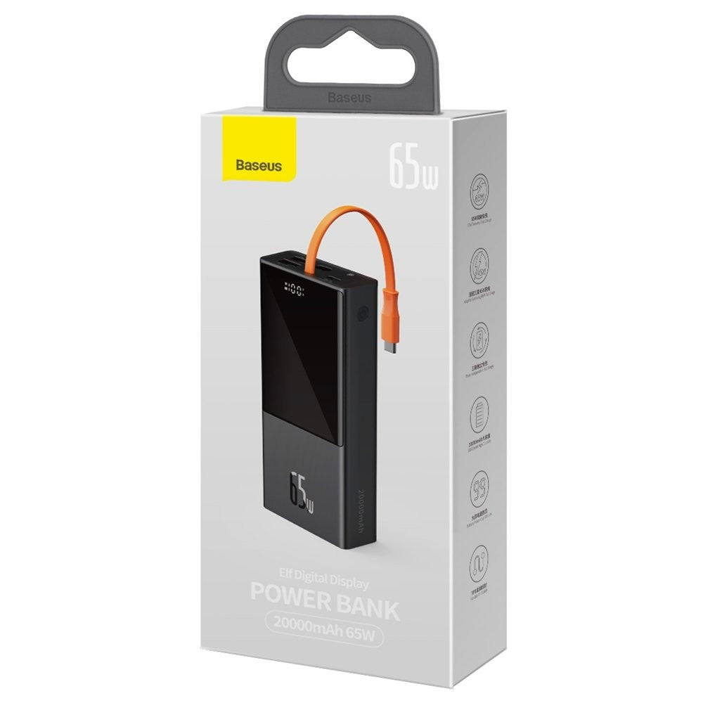 Išorinė baterija nešiojamiems kompiuteriams Power Bank Baseus Elf 65W 20000mAh juoda PPJL000001