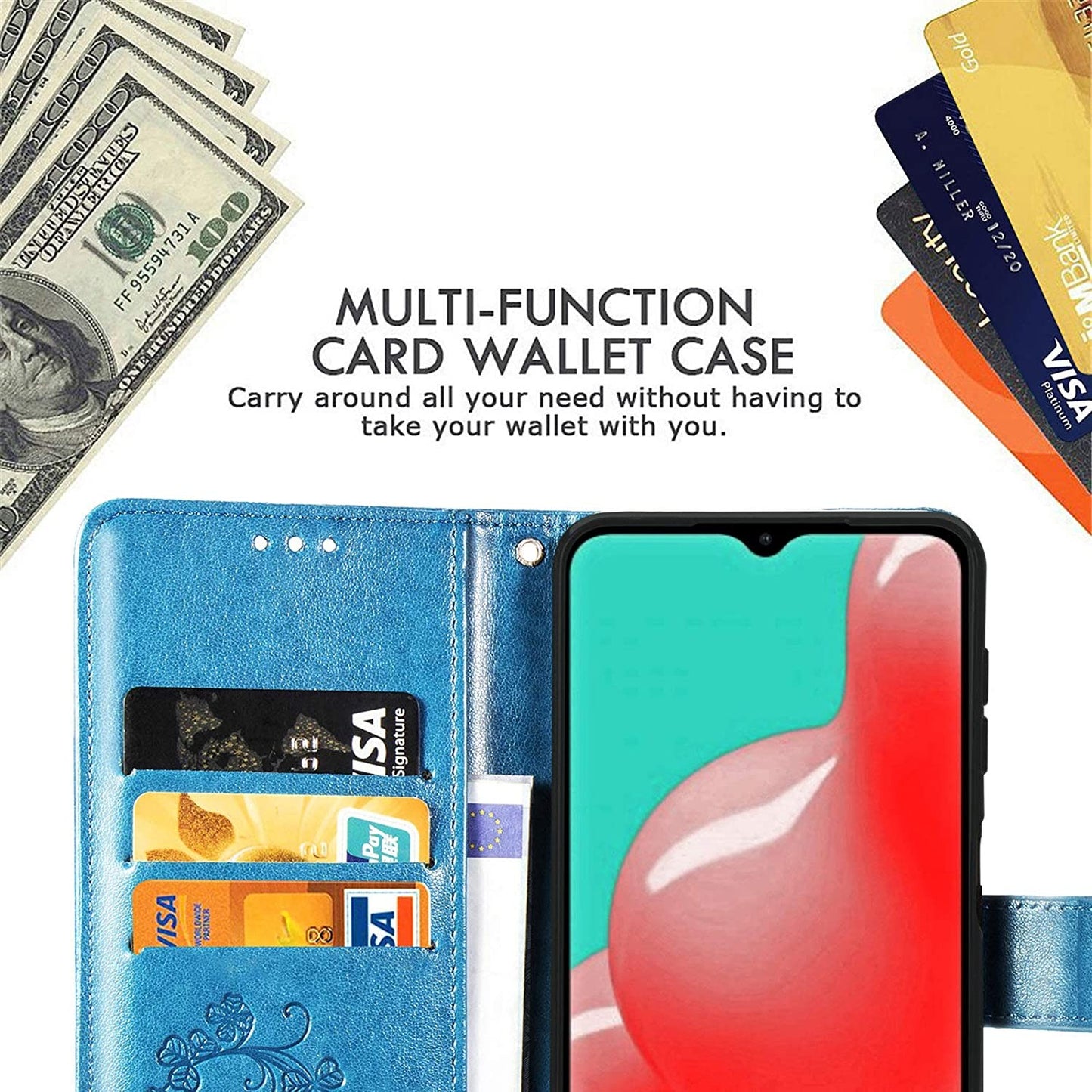 Dėklas Flower Book Samsung A145 A14 4G/A146 A14 5G mėlynas