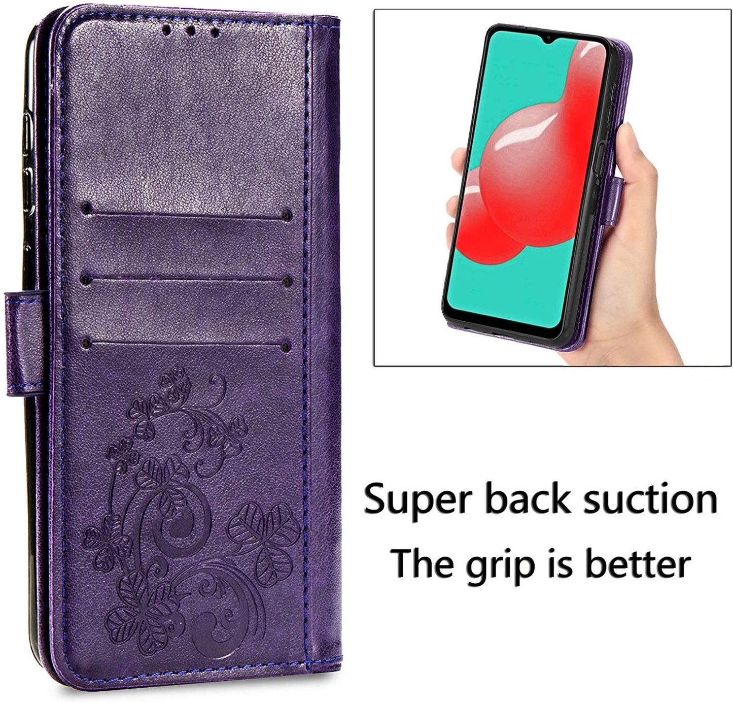 Dėklas Flower Book Samsung A145 A14 4G/A146 A14 5G violetinis