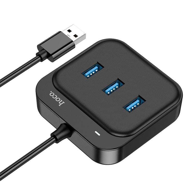 USB šakotuvas Hoco HB31 Easy 4-in-1 converter USB to 4xUSB3.0 0.2m juodas