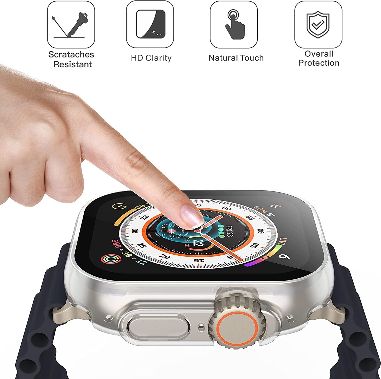 LCD apsauginis stikliukas/dėklas 360 degree cover Apple Watch Ultra 49mm skaidrus