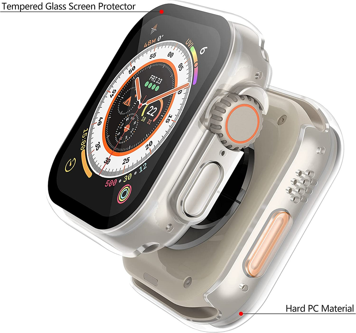 LCD apsauginis stikliukas/dėklas 360 degree cover Apple Watch Ultra 49mm skaidrus