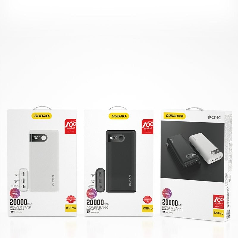 Išorinė baterija Power Bank Dudao K9Pro-05 2xUSB-A/Type-C/microUSB 20000mAh balta