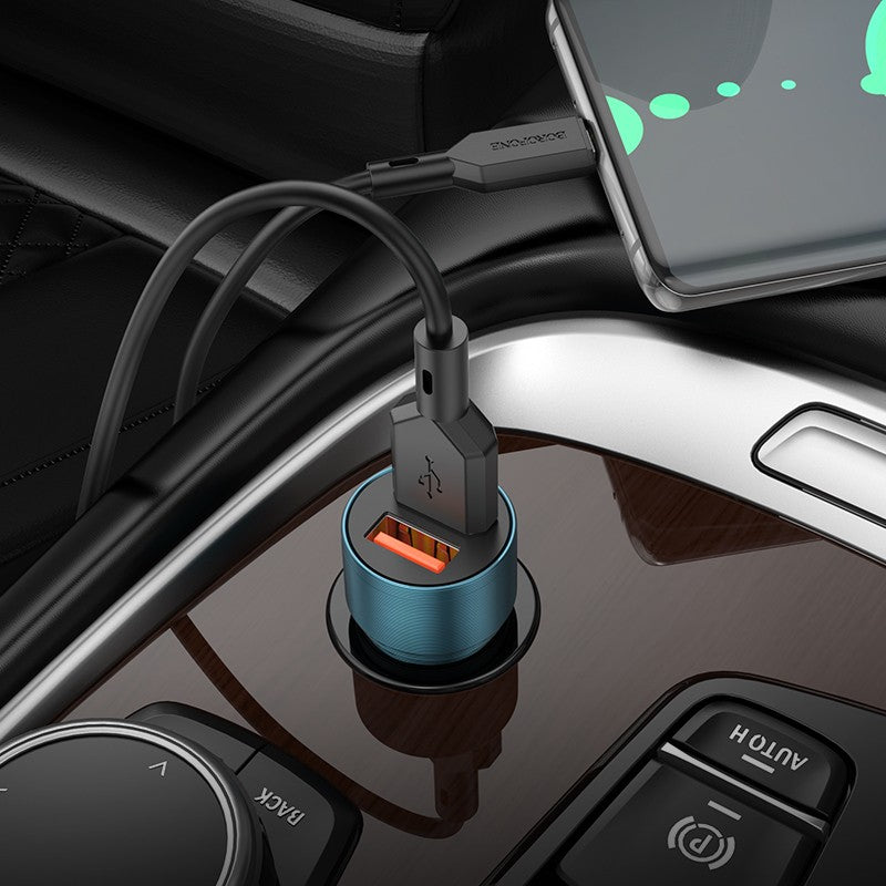 Automobilinis įkroviklis Borofone BZ19 Wisdom Dual Port mėlynas