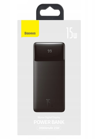 Išorinė baterija Power Bank Baseus Bipow Type-C PD+2xQuick Charge 3.0 15W 30000mAh su ekranu juoda PPBD050201