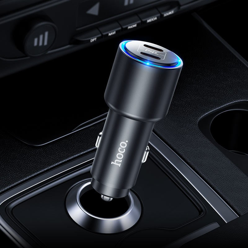Automobilinis įkroviklis Hoco NZ3 2xType-C PD/QC 3.0 juodas