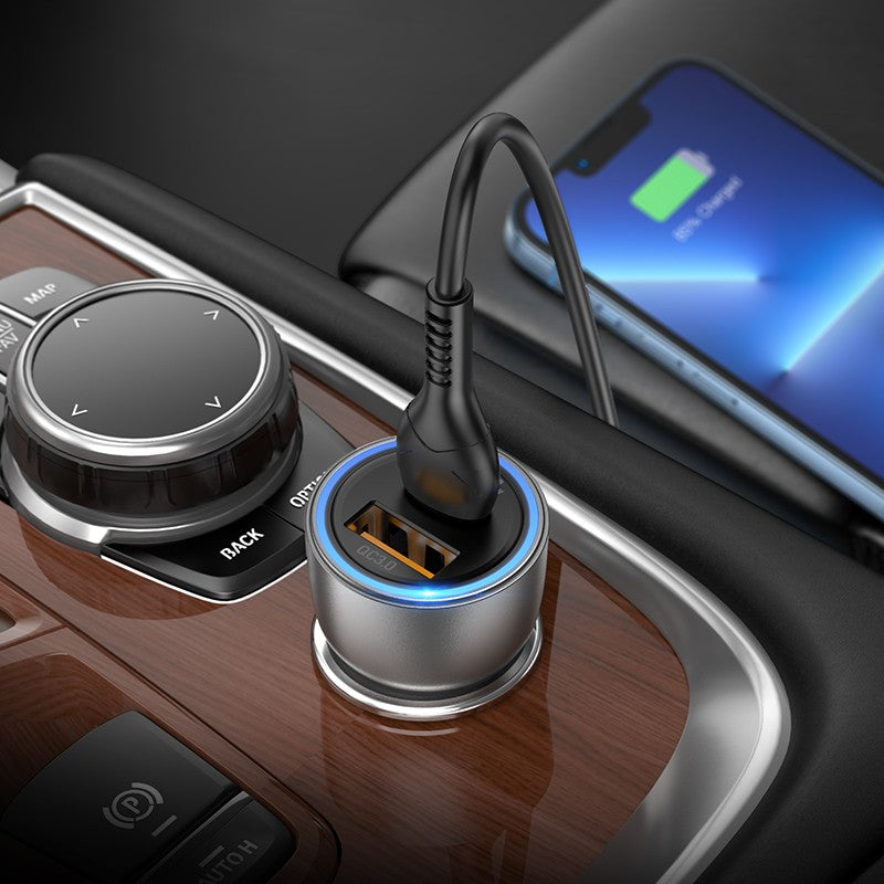 Automobilinis įkroviklis Hoco NZ8 43W USB-A/Type-C PD25W+QC3.0 mėlynas