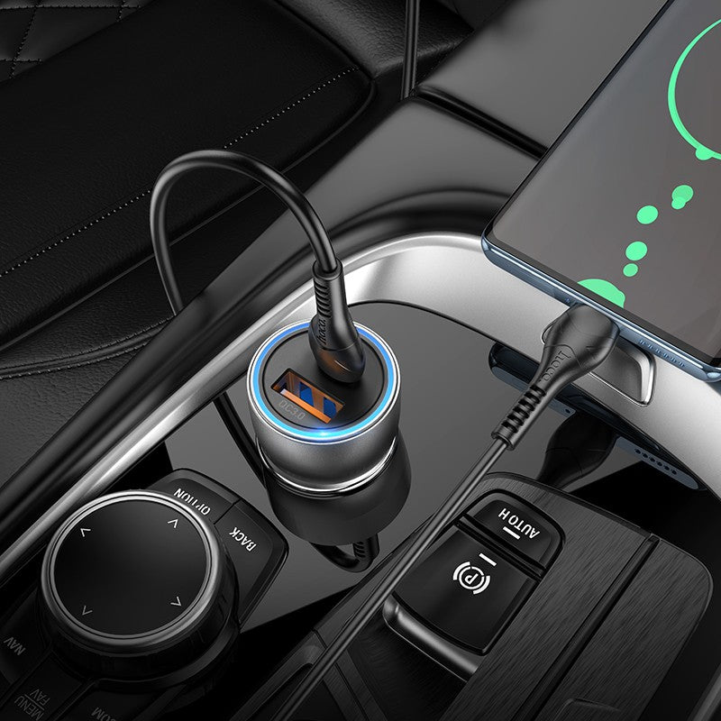 Automobilinis įkroviklis Hoco NZ8 43W USB-A/Type-C PD25W+QC3.0 mėlynas
