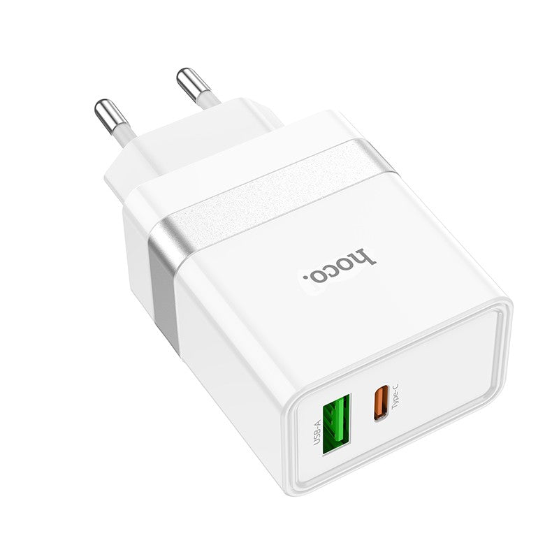 Įkroviklis Hoco N21 USB-A/Type-C PD30W+QC3.0 baltas