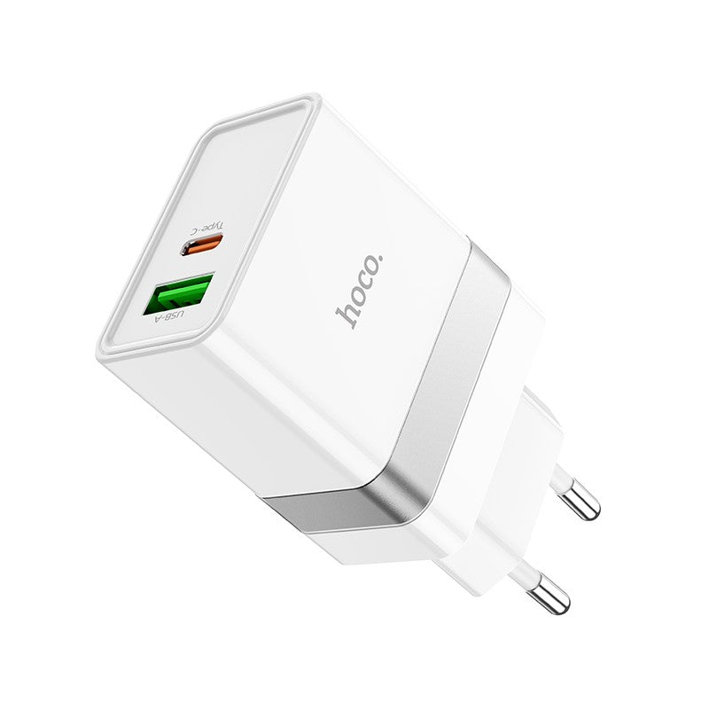 Įkroviklis Hoco N21 USB-A/Type-C PD30W+QC3.0 baltas
