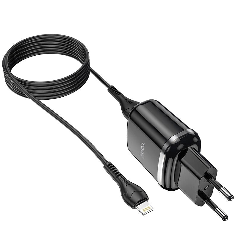 Įkroviklis Hoco N4 + Lightning (2.4A) juodas