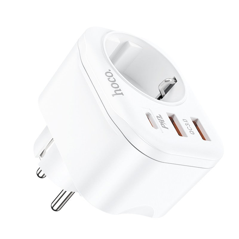 Įkroviklis Hoco NS3 2xUSB-A/1xType-C PD20W+QC 3.0 baltas