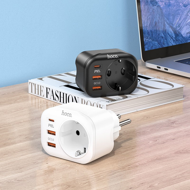 Įkroviklis Hoco NS3 2xUSB-A/1xType-C PD20W+QC 3.0 juodas
