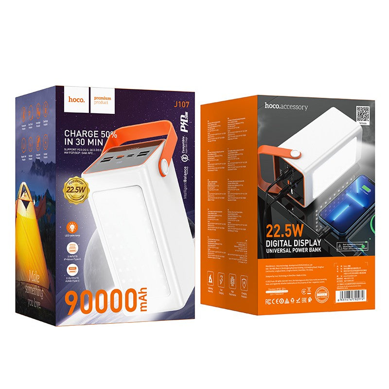 Išorinė baterija Power Bank Hoco J107 Super 22.5W 90000mAh balta