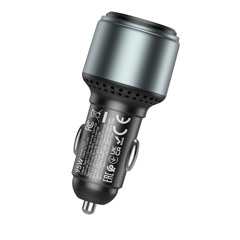 Automobilinis įkroviklis Hoco NZ9 95W 2xType-C/1xUSB-A juodas