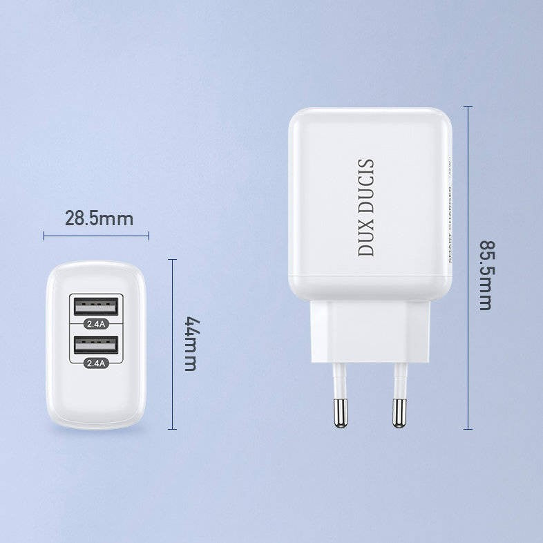 Įkroviklis Dux Ducis C10 2xUSB-A 12W baltas