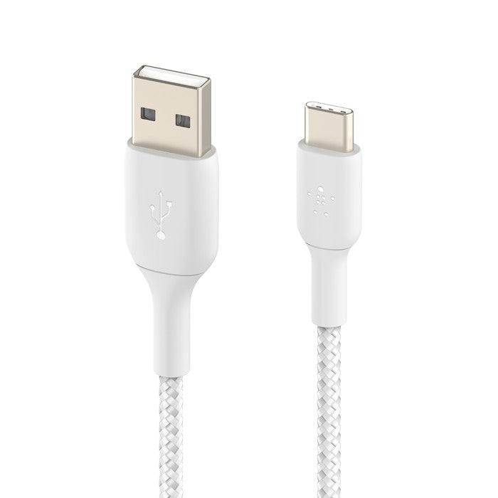 USB kabelis Belkin Boost Charge Braided USB-A to USB-C 1.0m baltas