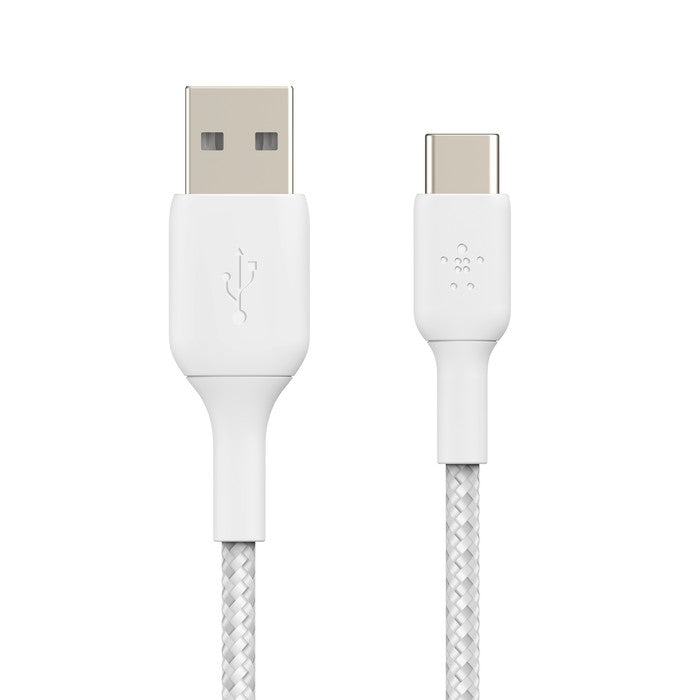 USB kabelis Belkin Boost Charge Braided USB-A to USB-C 1.0m baltas