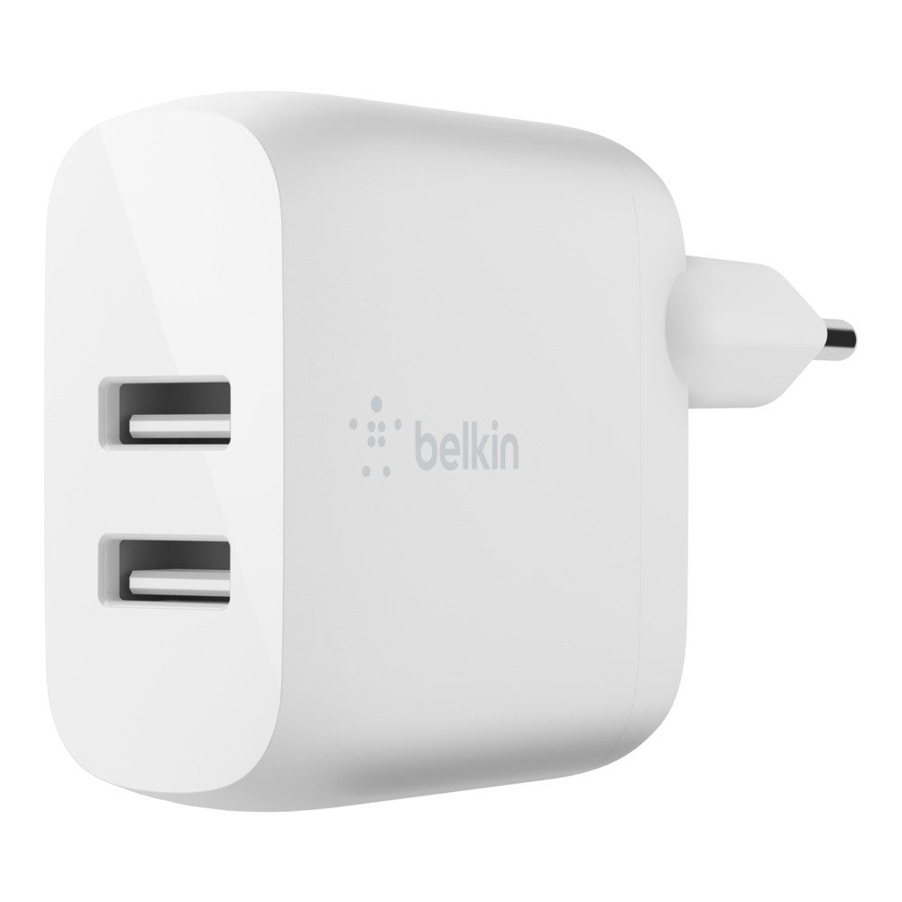 Įkroviklis Belkin Boost Charge Dual USB-A 24W + USB-A to Lightning kabelis baltas