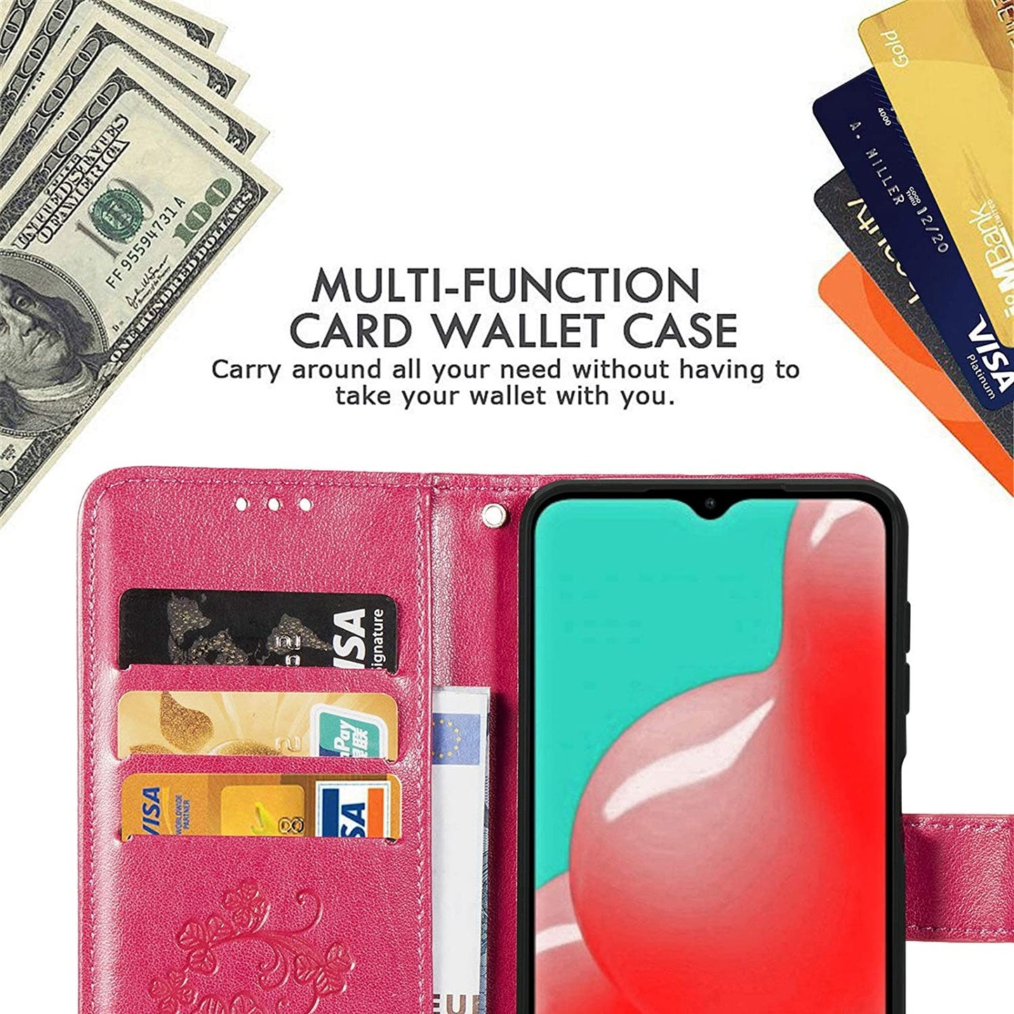 Dėklas Flower Book Samsung A145 A14 4G/A146 A14 5G rožinis-raudonas